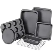 Baking Pans Sets, Nonstick Bakeware Sets 7-Piece with Round/Square Cake Pan, ...