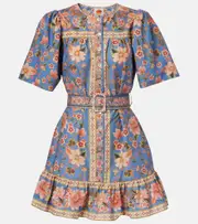 [Farm Rio] Farm Rio Superbloom Tapestry cotton shirt dress AU 14 blue