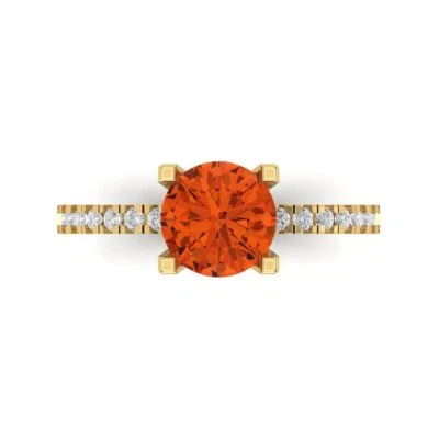 1.71Ct Round Cut Red Solid Gold Engagement Promise Statement Anniversary Ring