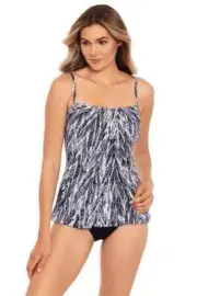 Miraclesuit Chevron Python Jubilee Tankini Top, Silver Grey, 14