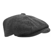Newsboy Grey Herringbone Flat Cap - Adult Size
