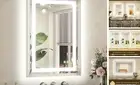 20 x 28 Bathroom LED Mirror Brushed Nickel Metal Frame Frontlit & Backlit