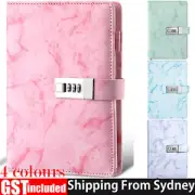 Leather A5 Marbled Journal Wired Diary Lockable NoteBook Password Lock Gift AU