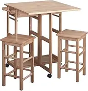 Winsome Space Saver Drop Leaf Table with 2 Square Stools