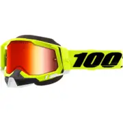 100% Racecraft 2 Snow Goggles - Fluo Yellow - Red Mirror