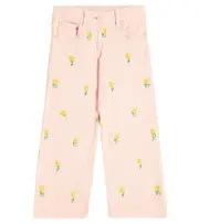 [Stella McCartney Kids] Stella McCartney Kids Sunflower embroidered cotton pants Y 6 pink