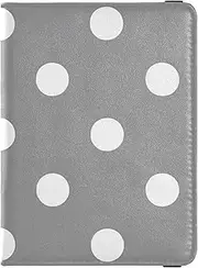 [Amooorous] Cartoon Dot Grey Leather decorative Passport Holder Covers Case Vaccine Case Protector Cover Passport Wallet Lightweight, Cartoon dot grey, 1 size
