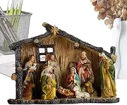 Ancsttu Nativity Sets for Christmas - 14.96 Inches Resin Christmas Nativity Set | Colourful Religious Figurines for Home Festival Desk Table Window