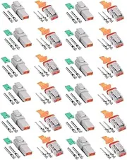 12 Sets Kits Deutsch Connector Kit with Wire Crimper - 2 Pin Way Gray Waterproof DT Connector for Car, Truck, Motorcycle, Off-Road Vehicles, and Marine