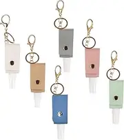 LELE LIFE 6Pcs Leather Travel Bottles Keychain Holder, Leakproof Bottle Holder Keychain, Empty Refillable Travel Spray, 30ml