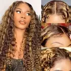 13x6 Highlight Lace Front Wig Human Hair Deep Wave Lace Front Wigs Human Hair...
