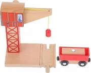 GETAJGHSD Train Crane Model Toy Accessory for Wooden Railway Crane Prop with Carriage Wooden Construction for Boys and Girls for Train Track Expansion and Creative Play