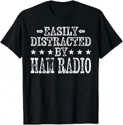 Easily Distracted by Ham Radio - Amateur Radio Operator ds1249 T-Shirt