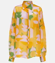 [Dries Van Noten] Dries Van Noten Printed silk shirt AU 12 orange