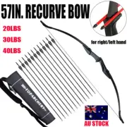 57" Archery Takedown Recurve Bow &12X Arrows Set Hunting RH/LH Target 20/30/40lb