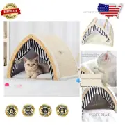 Light Yellow Cat Scratcher Bed with Enclosed Design - Ideal for Indoor Use