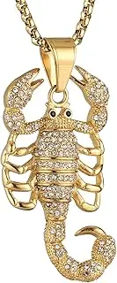 [AsAlways] 18K Gold Plated Animal Scorpion Scorpio Pendant Iced Out Bling CZ Hip Hop Novelty Punk Necklace Jewelry with Gift Packaging
