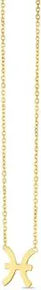 [JewelryWeb] 14k Yellow Gold Pisces Necklace With Spring-Ring Clasp Jump-Ring At 41 Centimeters .9mm Chain width 46 Centimeters Chain-Necklace for Women and Men