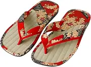 [Asayu Japan] Japanese Traditional Sandals Tatami Setta Zori, Made in Japan, Red 9.5