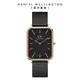 Daniel Wellington DW 手錶 Quadro Pressed Ashfield 29X36.5 經典黑麥穗式金屬編織大方錶 DW00100467