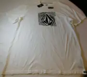 Volcom Men's Short Sleeve T Shirt A5031800 Stonar Waves S/S White XL Modern Fit