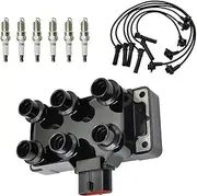 Ignition Coil & 6pcs Spark plug & 6pcs Wire for Mercury Mountaineer V6 4.0l 1998-2010