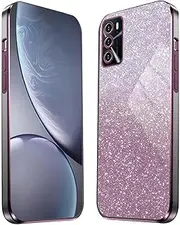[HAOYE] Case for Oppo A16 / A54 / A16s, Electroplating Frame, Ultra Thin TPU Mobile Phone Case with Shiny Sticker, Silicone Shock Absorption Protective Case, Pink