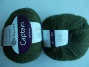 Berlini Captain wool blend yarn, Olive Branch, lot of 2 (175 yds each)