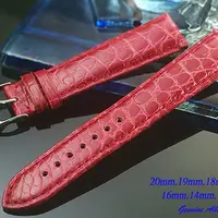 在飛比找PChome24h購物優惠-進口純正鱷魚皮高級錶帶桃紅色 ( .20mm.19mm.18