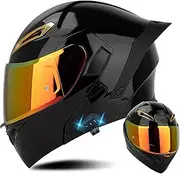 Bluetooth Modular Motorbike Helmet Flip-Up Helmet with Bluetooth Full Face Motorcycle Helmet Built-in Visor for Men Women Motocross Cruiser DOT/ECE Approved
