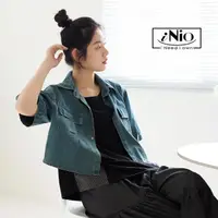 在飛比找momo購物網優惠-【iNio 衣著美學】秋新品 短袖牛仔外套 現貨 經典丹寧 