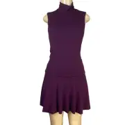 Alice + Olivia Glenn Drop Waist Sleeveless Dress Mini Merlot Size 4 NWT