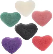 WOFASHPURET 6Pcs Heart Shape Facial Sponges Exfoliating Face Wash Pads for Cleansing Gentle Scrubber for Face Body Cleanser for All Skin Types