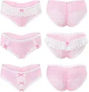[LittleForBig] Women's Ladies Soft Mesh Lacy Underwear Comfortable Hipster Briefs Babydoll Pink Princess 3 Pack Panties Set