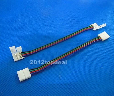 10 PCS 15mm 4 Pin two Connector with Cable For SMD LED 5050 RGB Strip Light