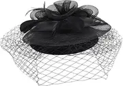 [Healvian] Bridal Hairpin Wedding Fascinator Hat for Women Tea Party Headpiece Banquet Headdress Elegant Bridal Headband Fashionable Headwear Black