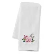 Pilbeam Living White Twilight Rose Cotton Soft Hand Towel 42x65cm Washer Cloth