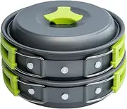 MalloMe Camping Cookware Mess Kit Backpacking Gear & Hiking Outdoors Bug Out Bag Cooking Equipment Cookset | Lightweight, Compact, Durable Pot Pan Bowls