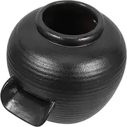 PAMINGONO Fountain Flowing Water Clay Pot Fish Tank Decoration Mini Ornaments Indoor Waterfall Outdoor Ornaments Table Top Fountain Table Top Water Fountain Jar for Outdoor Black Ceramics
