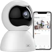 Bizv 2K Indoor Security Camera with Phone App, 2.4GHZ WiFi Home Security Camera,360° Pan/Tilt, Pet Camera & Baby Monitor,Two-Way Audio,Alarm,24/7 Live View,Motion Detection,Night Vision