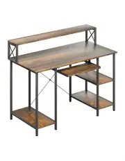 [Levede] Computer Desk With Monitor Stand Keyboard Tray in Brown