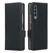 For Samsung Galaxy Z Fold3 5G Wallet Case Flip Leather Card Slots Shockproof Magnetic Stand Cover (Black)