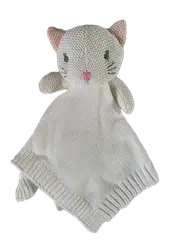 Baby Kitten White Plush Knitted Comforter Blanket