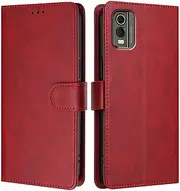 Compatible with Nokia C31 4G PU Leather Phone Cover,Compatible with Nokia C31 4G Card Slots Flip Stand Wallet Case Red