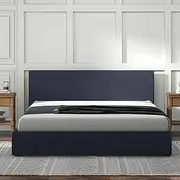 Milano Decor Gas Lift Bed Frame Luxury Platform Base Bed with Storage Upholstered Modern Contemporary Design (King, Charcoal)