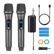 Wireless Microphone,Rechargeable Wireless Dual UHF Microphone,Dual Handheld D...