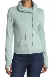 LOVE, FIRE Women's Long Sleeve Funnel Hoodie Thumb Holes Harbor Grey X-Large XL