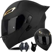 Modular Full Face Motorcycle Helmet, Motorbike Crash Helmet, Flip Up Dual Visor Helmet ECE Certified for Men and Women, Modular Motorcycle Street Bike Helmet