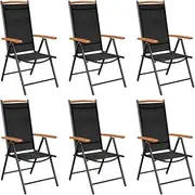 Folding Outdoor Chairs for Garden, Deck, Patio - Textilene & Aluminum Reclining Chair Set, Black, 6 Pcs - Foldable Design for Easy Storage