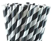 GGP 50 Pack Black White Drinking Straws Biodegradable Eco Paper Birthday Party Event Bistro Bar Cafe Take Away